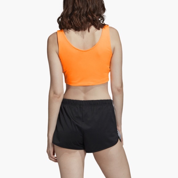 Adidas Originals 3 Stripe Cropped Tank Top Bright Orange US XS - Picture 3 of 16